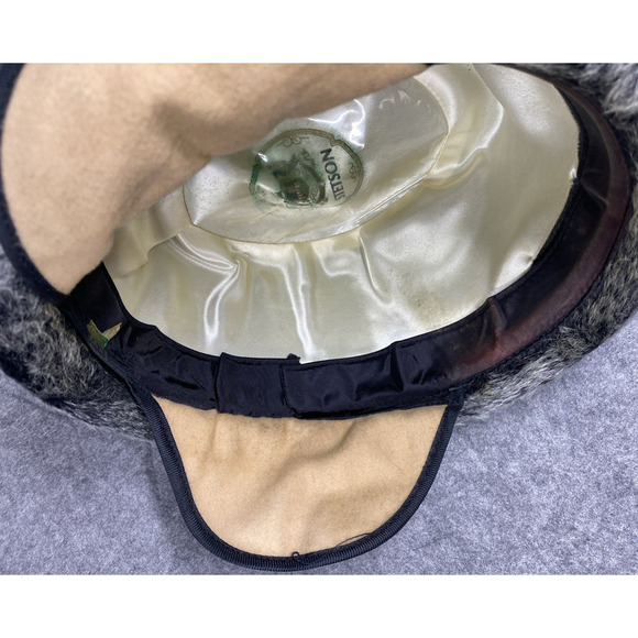 Stetson Hat Mens Grey Fedora Faux Fur Ear Flaps 1930s 40s German Hunting Pin - Picture 14 of 15